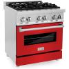 imageZLINE 30 in 40 cu ft Legacy Dual Fuel Range with 4 Burner Gas Cooktop and Electric Convection Oven in Stainless Steel and Red Matte Door RARM30