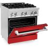 imageZLINE 30 in 40 cu ft Legacy Dual Fuel Range with 4 Burner Gas Cooktop and Electric Convection Oven in Stainless Steel and Red Matte Door RARM30
