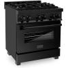 imageZLINE 30 in 40 cu ft Legacy Dual Fuel Range with Gas Cooktop and Electric Convection Oven in Black Stainless Steel with 4 Brass Burners RABBR30