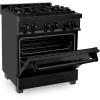 imageZLINE 30 in 40 cu ft Legacy Dual Fuel Range with Gas Cooktop and Electric Convection Oven in Black Stainless Steel with 4 Brass Burners RABBR30