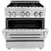 imageZLINE 30 in 40 cu ft Legacy Dual Fuel Range with Gas Cooktop and Electric Convection Oven in Stainless Steel with 4 Brass Burners RABR30