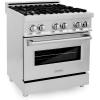 imageZLINE 30 in 40 cu ft Legacy Dual Fuel Range with Gas Cooktop and Electric Convection Oven in Stainless Steel with 4 Brass Burners RABR30
