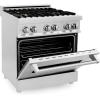 imageZLINE 30 in 40 cu ft Legacy Dual Fuel Range with Gas Cooktop and Electric Convection Oven in Stainless Steel with 4 Brass Burners RABR30