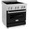 imageZLINE 30 in 40 cu ft Legacy Induction Range with 4 Element Cooktop and Electric Oven in Stainless Steel and Black Matte Door RAINDBLM30