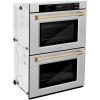imageZLINE 30 in Autograph Edition Professional True Convection Double Wall Oven with Air Fry and Self Clean in Satin Stainless Steel with Champagne Bronze Handles WADSZ30CB