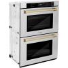 imageZLINE 30 in Autograph Edition Professional True Convection Double Wall Oven with Air Fry and Self Clean in Stainless Steel with Champagne Bronze Handles WADZ30CB