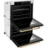 imageZLINE 30 in Autograph Edition Professional True Convection Double Wall Oven with Air Fry and Self Clean in Stainless Steel with White Matte Doors and Polished Gold Handles WADZWM30G