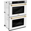 imageZLINE 30 in Autograph Edition Professional True Convection Double Wall Oven with Air Fry and Self Clean in Stainless Steel with White Matte Doors and Polished Gold Handles WADZWM30G