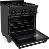 imageZLINE 30quot 40 cu ft Dual Fuel Range with Gas Stove and Electric Oven in Black Stainless Steel RAB30