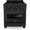imageZLINE 30quot 40 cu ft Dual Fuel Range with Gas Stove and Electric Oven in Black Stainless Steel RAB30