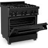 imageZLINE 30quot 40 cu ft Dual Fuel Range with Gas Stove and Electric Oven in Black Stainless Steel RAB30