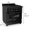 imageZLINE 30quot 40 cu ft Dual Fuel Range with Gas Stove and Electric Oven in Black Stainless Steel RAB30