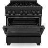 imageZLINE 30quot 40 cu ft Dual Fuel Range with Gas Stove and Electric Oven in Black Stainless Steel RAB30