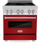 imageZLINE 30quot 40 cu ft Induction Range with a 4 Element Stove and Electric Oven in Red Gloss RAINDRG30