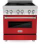 imageZLINE 30quot 40 cu ft Induction Range with a 4 Element Stove and Electric Oven in Red Matte RAINDRM30