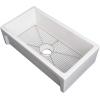 imageZLINE 30quot Turin Farmhouse Apron Front Reversible Single Bowl Fireclay Kitchen Sink with Bottom Grid in White Gloss FRC5117WH30