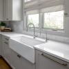 imageZLINE 30quot Turin Farmhouse Apron Front Reversible Single Bowl Fireclay Kitchen Sink with Bottom Grid in White Gloss FRC5117WH30
