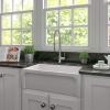 imageZLINE 30quot Turin Farmhouse Apron Front Reversible Single Bowl Fireclay Kitchen Sink with Bottom Grid in White Gloss FRC5117WH30