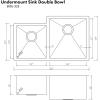 imageZLINE 32 in Jackson Undermount Double Bowl Satin Stainless Steel Kitchen Sink with Bottom Grid SRDL32S