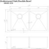 imageZLINE 33 in Anton Undermount Double Bowl Satin Stainless Steel Kitchen Sink with Bottom Grid SR50D33S