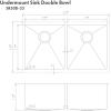 imageZLINE 33 in Anton Undermount Double Bowl Stainless Steel Kitchen Sink with Bottom Grid SR50D33