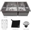 imageZLINE 33 in Chamonix Undermount Double Bowl Satin Stainless Steel Kitchen Sink with Bottom Grid SR60D33S