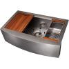imageZLINE 33 in Moritz Farmhouse Apron Mount Single Bowl Satin Stainless Steel Kitchen Sink with Bottom Grid and Accessories SLSAP33S