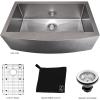 imageZLINE 33 in Vail Farmhouse Apron Mount Single Bowl Satin Stainless Steel Kitchen Sink with Bottom Grid SAS33S