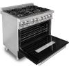 imageZLINE 36 in 46 cu ft Legacy Dual Fuel Range with 6 Burner Gas Cooktop and Electric Convection Oven in Stainless Steel and Black Matte Door RABLM36