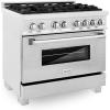 imageZLINE 36 in 46 cu ft Legacy Dual Fuel Range with Gas Cooktop and Electric Convection Oven in Satin Stainless Steel with 6 Brass Burners RASSNBR36