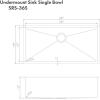 imageZLINE 36 in Meribel Undermount Single Bowl Satin Stainless Steel Kitchen Sink with Bottom Grid SRS36S