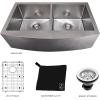 imageZLINE 36 in Niseko Farmhouse Apron Mount Double Bowl Satin Stainless Steel Kitchen Sink with Bottom Grid SA50D36S