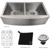 imageZLINE 36 in Niseko Farmhouse Apron Mount Double Bowl Stainless Steel Kitchen Sink with Bottom Grid SA50D36