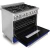 imageZLINE 36quot 46 cu ft Dual Fuel Range with Gas Stove and Electric Oven with Color Door Options RA36 Blue Gloss
