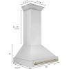 imageZLINE 36quot Autograph Edition Stainless Steel Range Hood with Stainless Steel Shell and Champagne Bronze Handle 8654STZ36CB