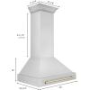 imageZLINE 36quot Autograph Edition Stainless Steel Range Hood with Stainless Steel Shell and Polished Gold Handle