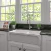 imageZLINE 36quot Palermo Farmhouse Apron Front Double Bowl Reversible Fireclay Kitchen Sink with Bottom Grid in White Gloss FRC5121WH36