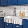 imageZLINE 36quot Venice Farmhouse Apron Front Reversible Single Bowl Fireclay Kitchen Sink with Bottom Grid in White Gloss FRC5122WH36