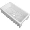 imageZLINE 36quot Venice Farmhouse Apron Front Reversible Single Bowl Fireclay Kitchen Sink with Bottom Grid in White Gloss FRC5122WH36