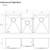 imageZLINE 45 in Breckenridge Undermount Triple Bowl Satin Stainless Steel Kitchen Sink with Bottom Grid SLT45S