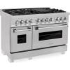 imageZLINE 48 in 60 cu ft Legacy Dual Fuel Range with 7 Burner Gas Cooktop and 2 Electric Ovens in Satin Stainless Steel RASSN48