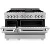 imageZLINE 48 in 60 cu ft Legacy Dual Fuel Range with 7 Burner Gas Cooktop and 2 Electric Ovens in Satin Stainless Steel and Blue Matte Doors RASBM48