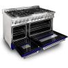 imageZLINE 48 in 60 cu ft Legacy Dual Fuel Range with 7 Burner Gas Cooktop and 2 Electric Ovens in Stainless Steel and Blue Gloss Doors RABG48