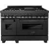 imageZLINE 48quot 60 cu ft Dual Fuel Range with Gas Stove and Electric Oven in Black Stainless Steel with Brass Burners RAB48