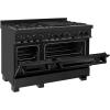 imageZLINE 48quot 60 cu ft Dual Fuel Range with Gas Stove and Electric Oven in Black Stainless Steel with Brass Burners RAB48