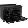 imageZLINE 48quot 60 cu ft Dual Fuel Range with Gas Stove and Electric Oven in Black Stainless Steel with Brass Burners RAB48
