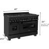 imageZLINE 48quot 60 cu ft Dual Fuel Range with Gas Stove and Electric Oven in Black Stainless Steel with Brass Burners RAB48