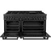 imageZLINE 60 in 74 cu ft Legacy Dual Fuel Range with 9 Burner Gas Cooktop and 2 Electric Convection Ovens in Black Stainless Steel RAB60