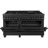imageZLINE 60 in 74 cu ft Legacy Dual Fuel Range with 9 Burner Gas Cooktop and 2 Electric Convection Ovens in Black Stainless Steel RAB60