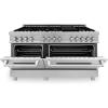 imageZLINE 60 in 74 cu ft Legacy Dual Fuel Range with 9 Burner Gas Cooktop and 2 Electric Convection Ovens in Satin Stainless Steel RASSN60